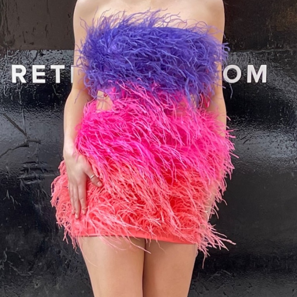 One of a kind Retrofete feather dress